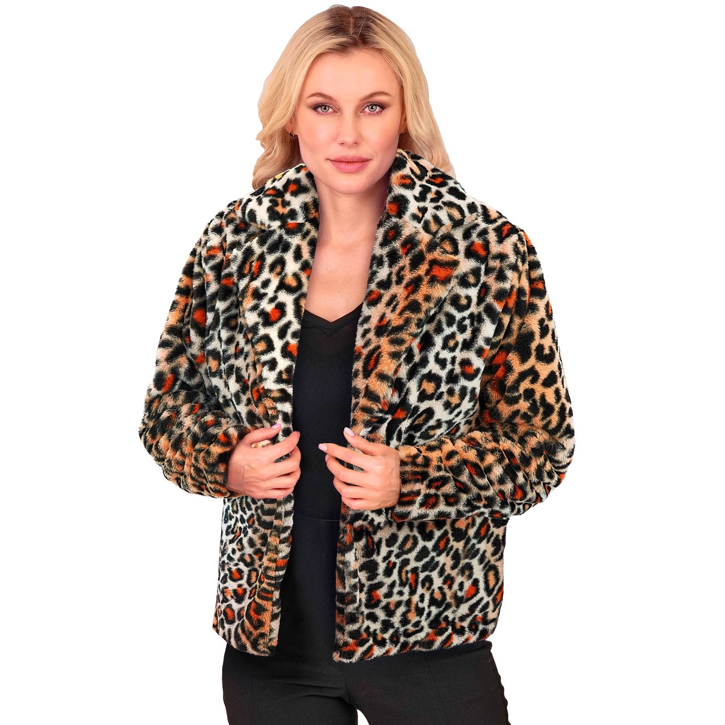 "ANIMALIER LEOPARDENMUSTER DAMEN PLÜSCHJACKE" – Ansicht 3