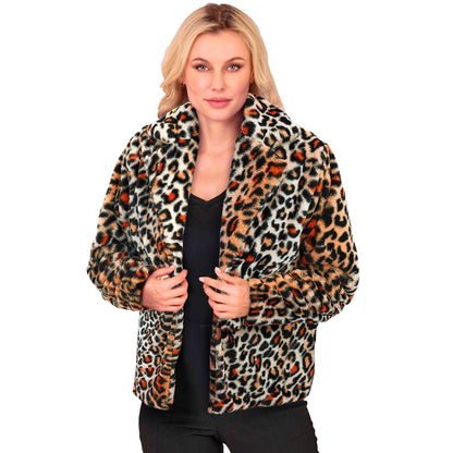 "ANIMALIER LEOPARDENMUSTER DAMEN PLÜSCHJACKE" – Ansicht 3