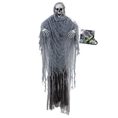 "ANIMIERTER GRIM REAPER MIT BEWEGLICHEM KOPF, LIGHT-UP AUGEN UND GERÄUSCH" 100 cm - Sensor aktivierend – Detailansicht