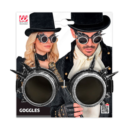 "ANTIK SILBERNE STEAMPUNK BRILLE MIT STACHELN" – Detailansicht