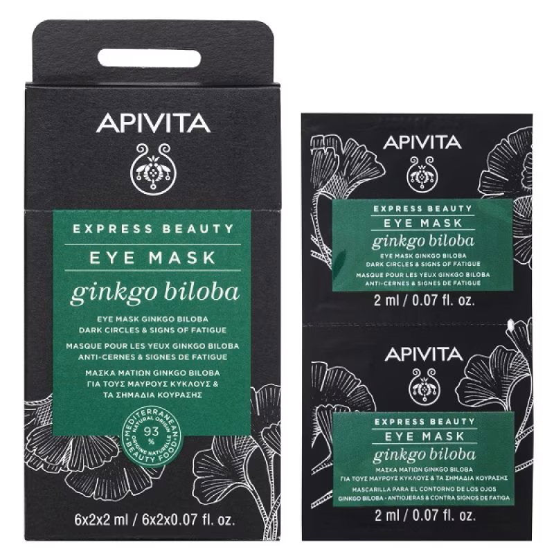 Setzen, Apivita, Ginko Biloba, Revitalisierung, Wöchentlich, Augencreme-Maske, 2 stk, 2 ml
