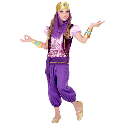"ARABISCHE PRINZESSIN" (Bluse mit Weste, Hose, Gürtel, Armbänder, Kopfschmuck mit Schleier) – Detailansicht