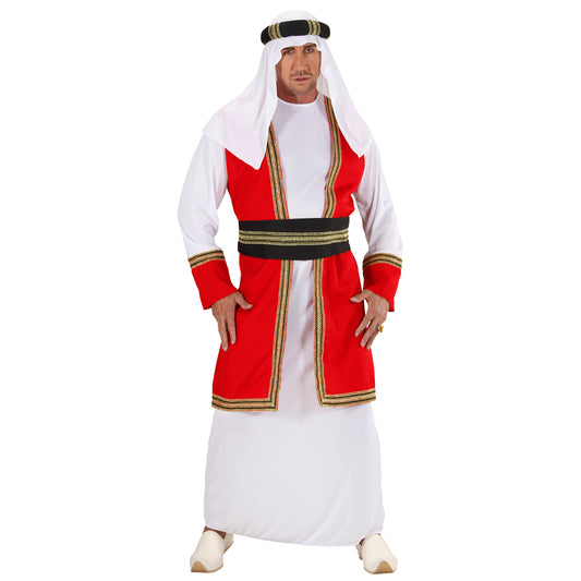 "ARABISCHER PRINZ" (Tunika mit Weste, Gürtel, Kopfbedeckung) – Vorderansicht