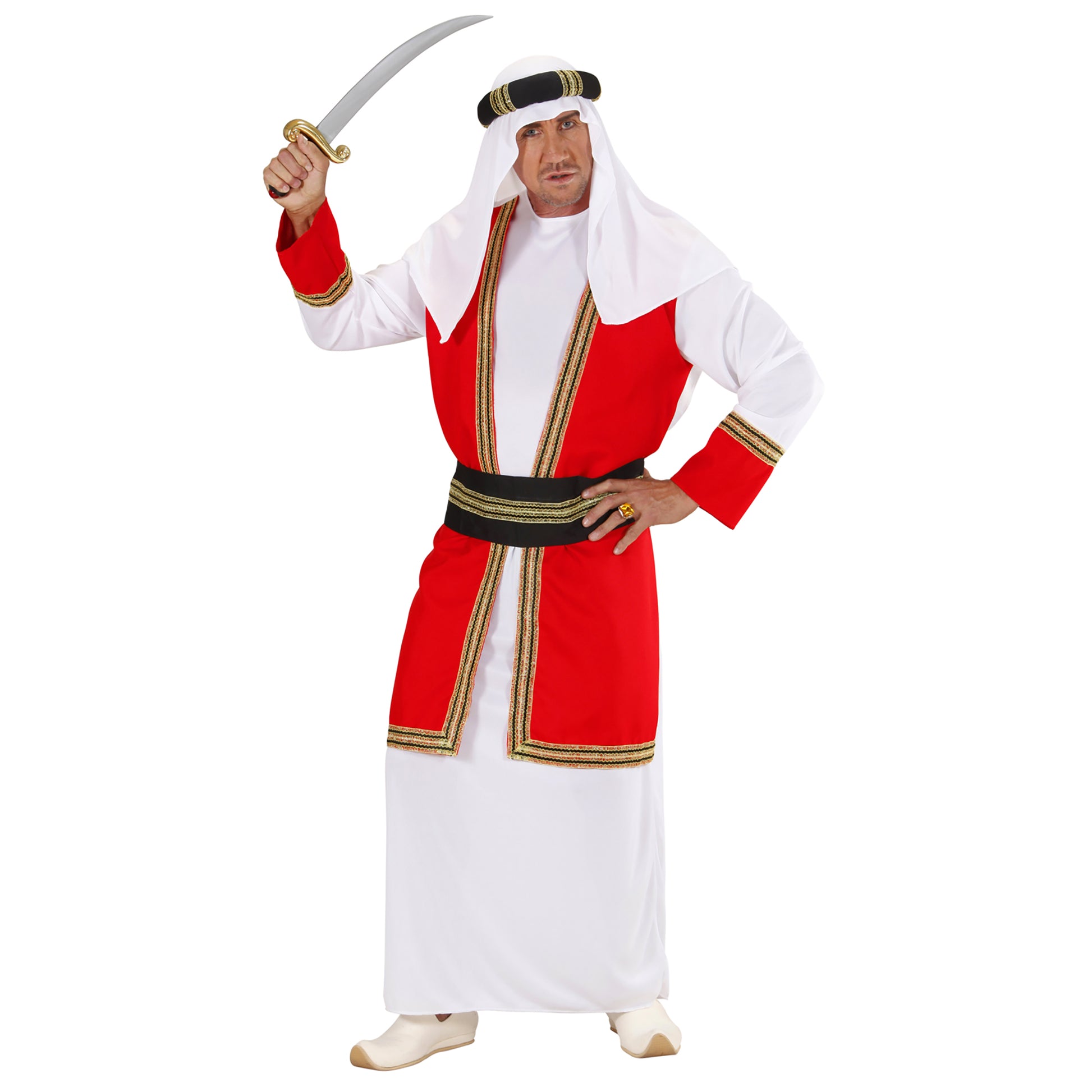 "ARABISCHER PRINZ" (Tunika mit Weste, Gürtel, Kopfbedeckung) – Detailansicht