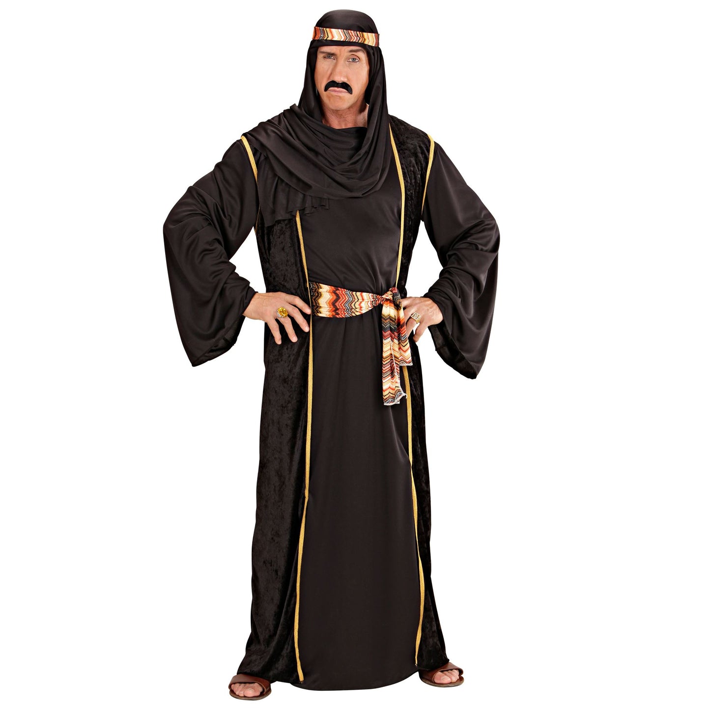 "Arabischer Scheich" (Robe - Lange Weste - Gürtel - Kopftuch) – Vorderansicht