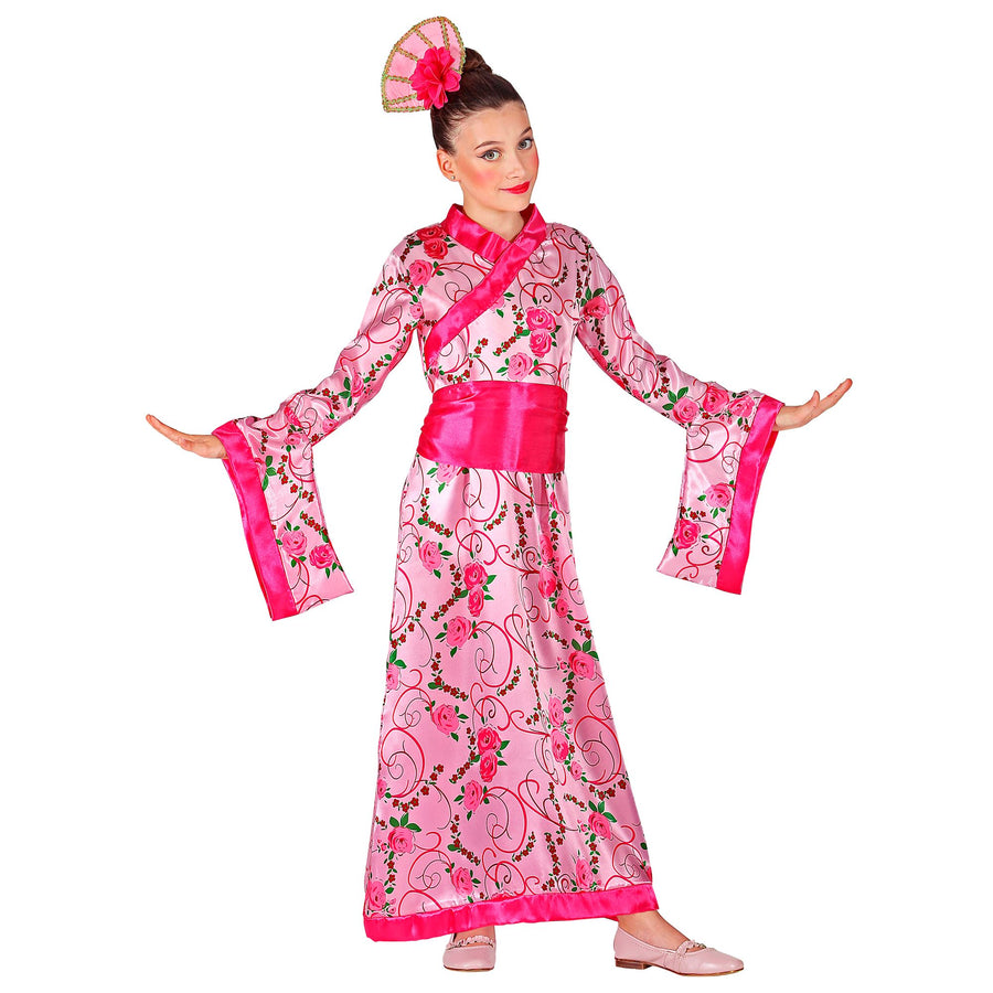 ASIATISCHE PRINZESSIN (Kimono mit Gürtel, Kopfschmuck) – Vorderansicht