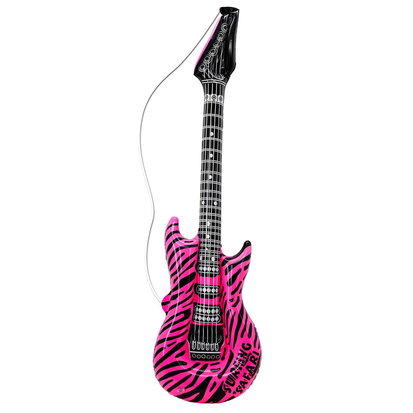 "AUFBLASBARE GITARRE IN PINKEM ZEBRAMUSTER" 105 cm – Vorderansicht