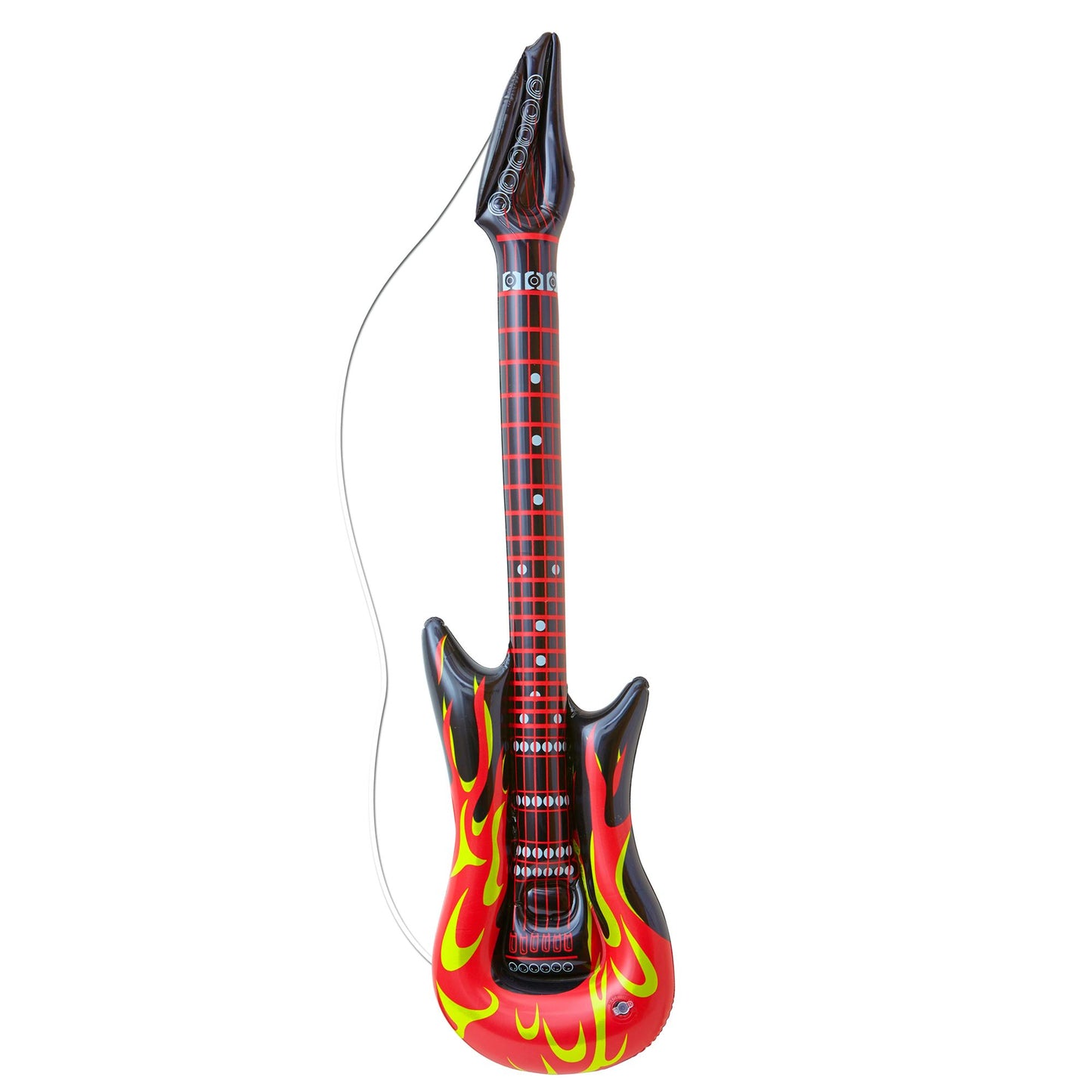 "AUFBLASBARE GITARRE ROCKSTAR MIT FLAMMEN" 105 cm – Vorderansicht