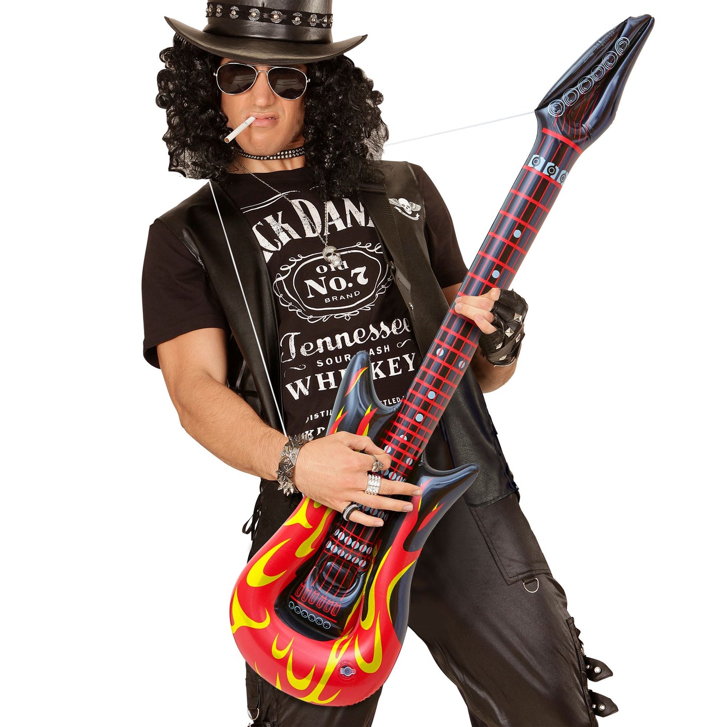 "AUFBLASBARE GITARRE ROCKSTAR MIT FLAMMEN" 105 cm – Ansicht 3