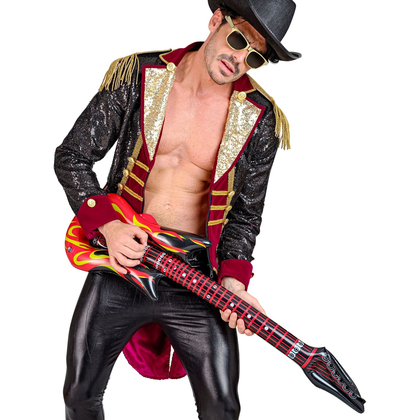 "AUFBLASBARE GITARRE ROCKSTAR MIT FLAMMEN" 105 cm – Ansicht 4