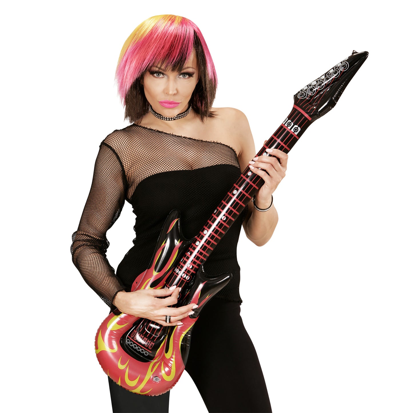 "AUFBLASBARE GITARRE ROCKSTAR MIT FLAMMEN" 105 cm – Ansicht 5
