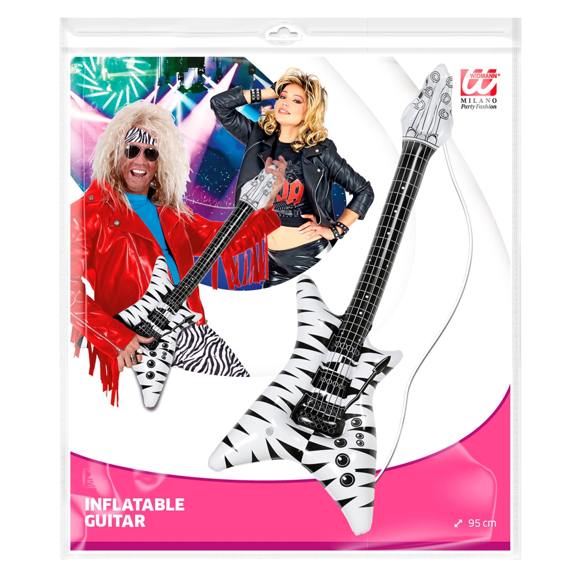 "AUFBLASBARE GITARRE ROCKSTAR MIT ZEBRAMUSTER" 92 cm – Detailansicht