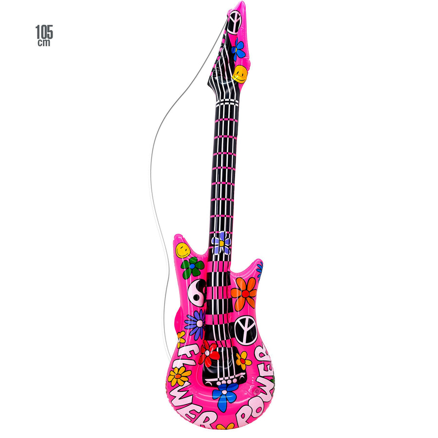 "AUFBLASBARE HIPPIE GITARRE" 105 cm – Vorderansicht