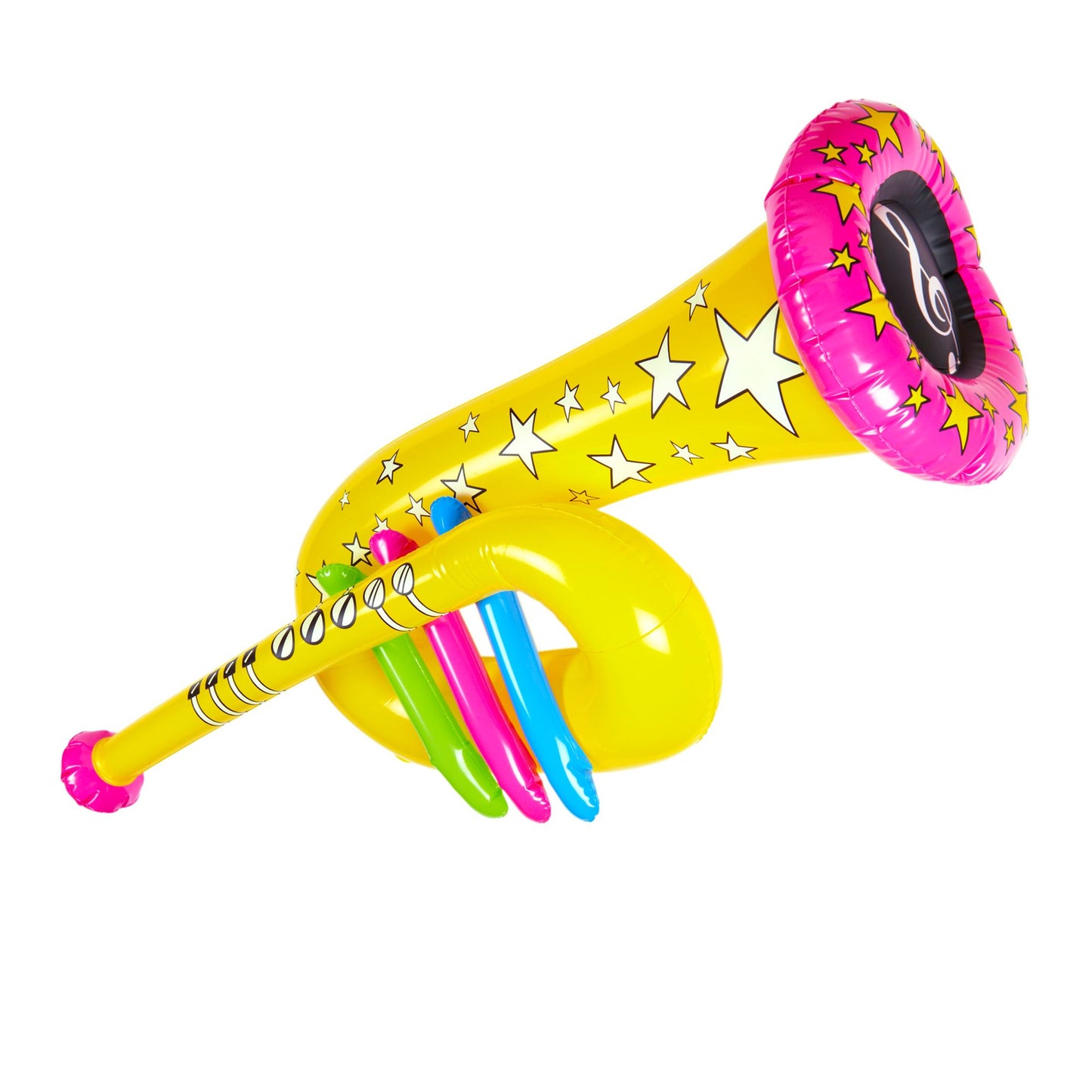 "AUFBLASBARE TUBA GELB"63 cm – Vorderansicht