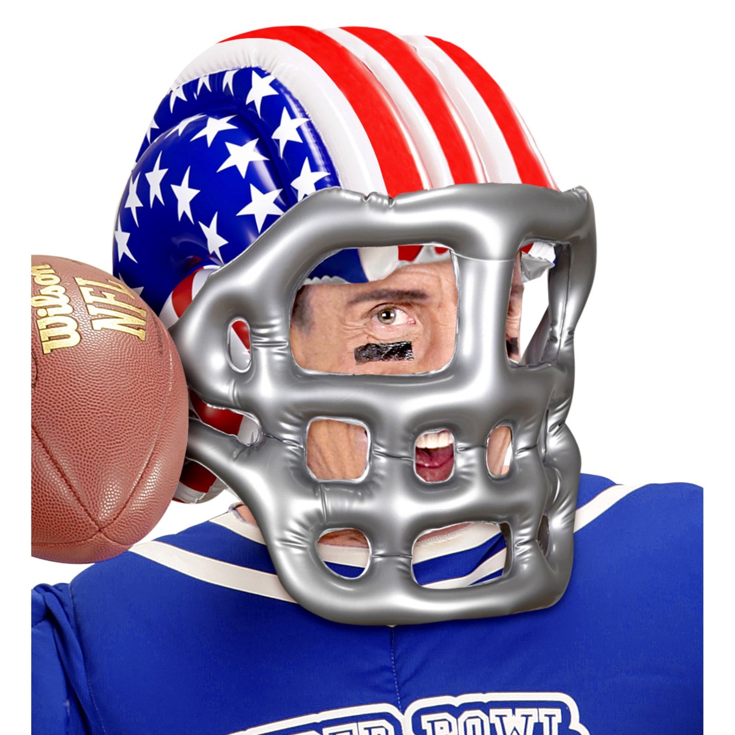 "AUFBLASBARER FOOTBALLHELM MIT AMERIKANISCHEN STARS & STRIPES" Erwachsenengröße – Detailansicht