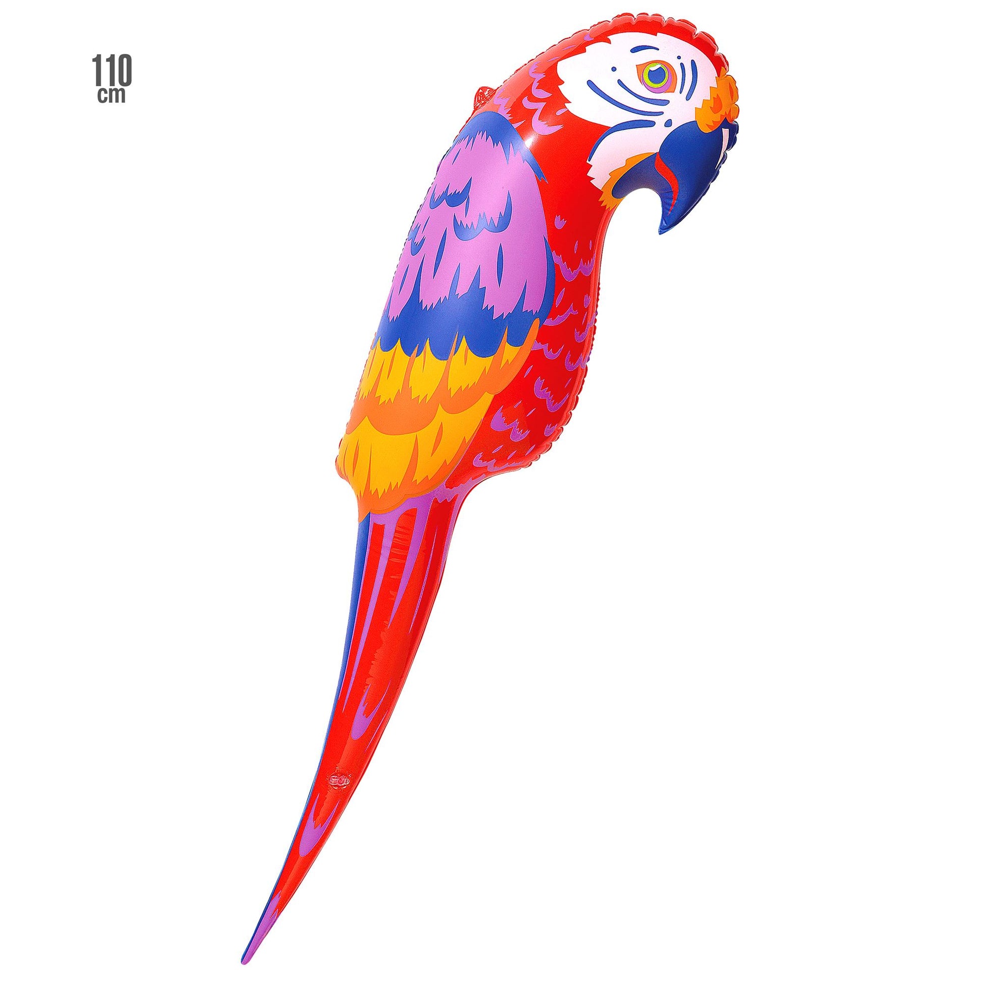 "AUFBLASBARER PAPAGEI" 110 cm – Vorderansicht