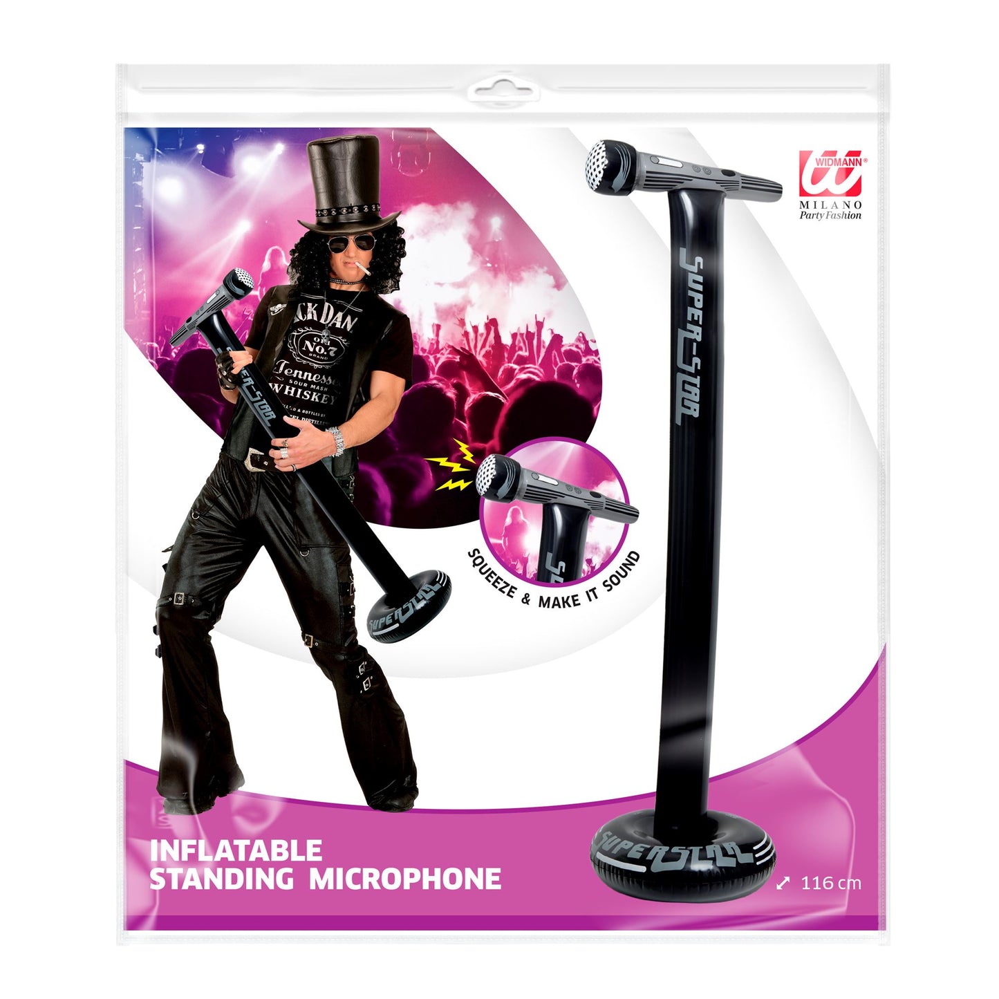 "AUFBLASBARES STANDMIKROFON" 116 cm – Detailansicht