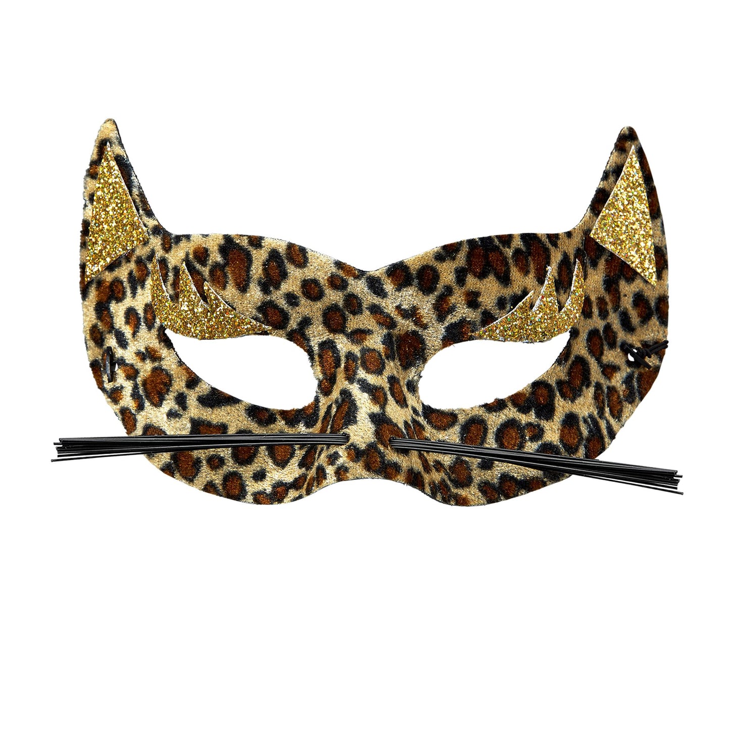 "AUGENMASKE AUS SAMT LEOPARD MIT GOLD" – Vorderansicht