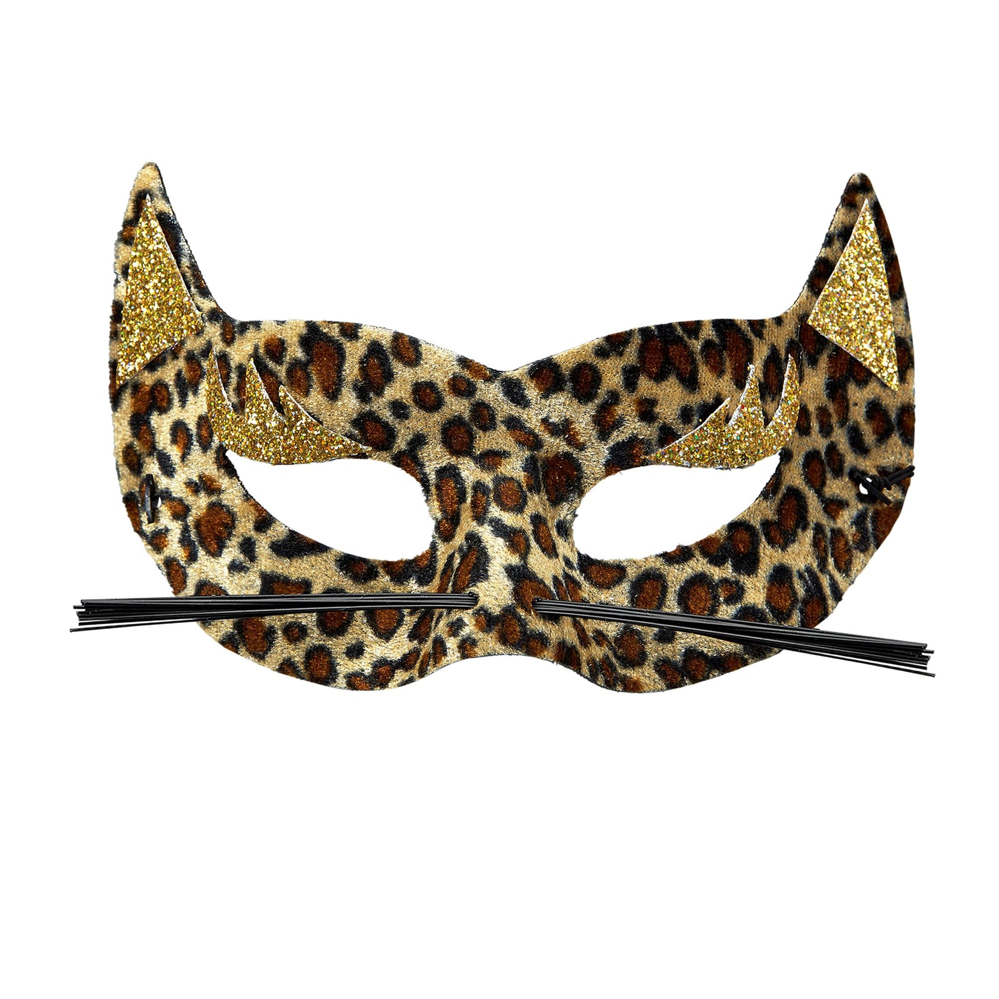 "AUGENMASKE AUS SAMT LEOPARD MIT GOLD" – Vorderansicht