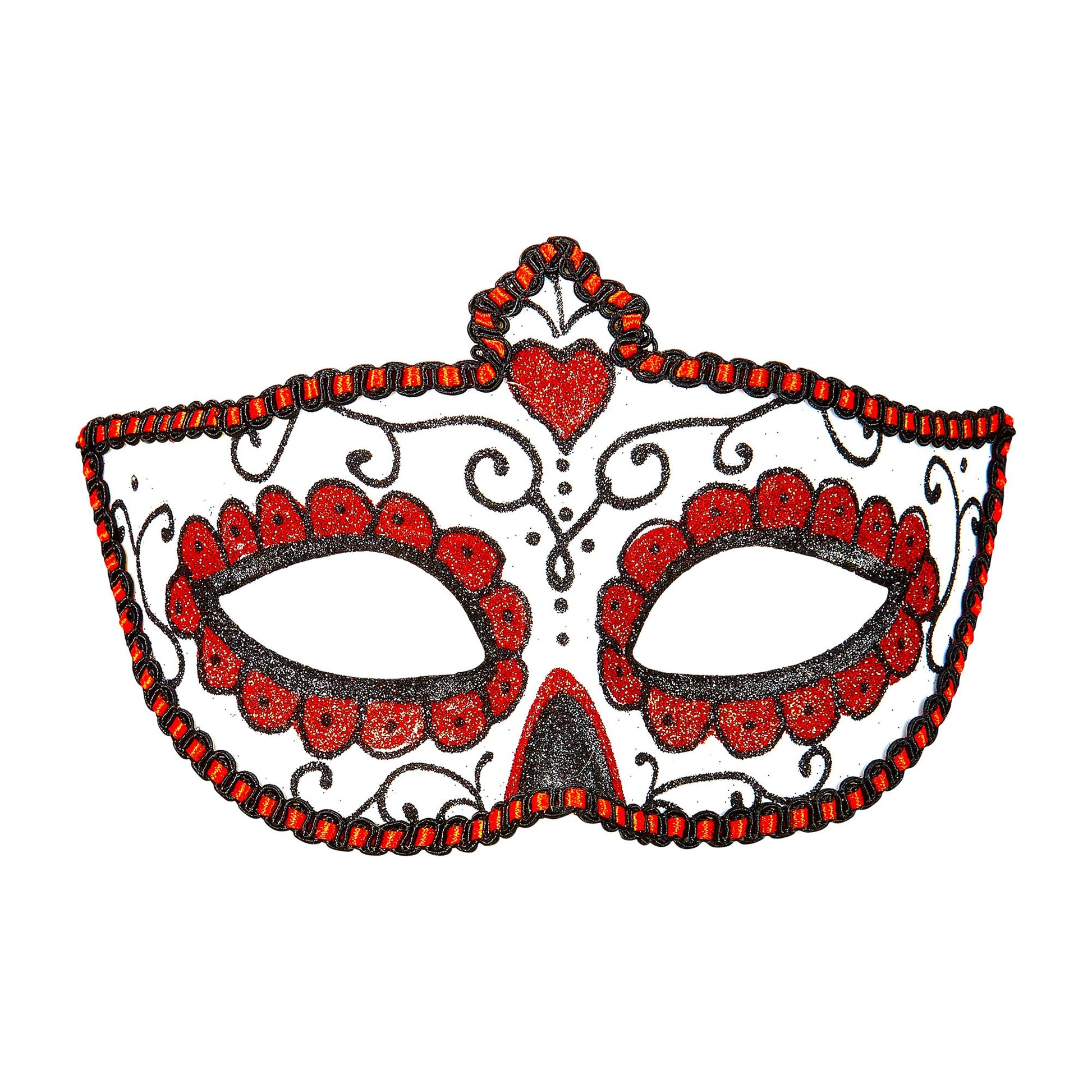 "AUGENMASKE DIA DE LOS MUERTOS DEKORIERT MIT SCHWARZEM UND ROTEM " – Vorderansicht