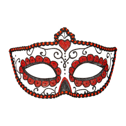 "AUGENMASKE DIA DE LOS MUERTOS DEKORIERT MIT SCHWARZEM UND ROTEM " – Vorderansicht