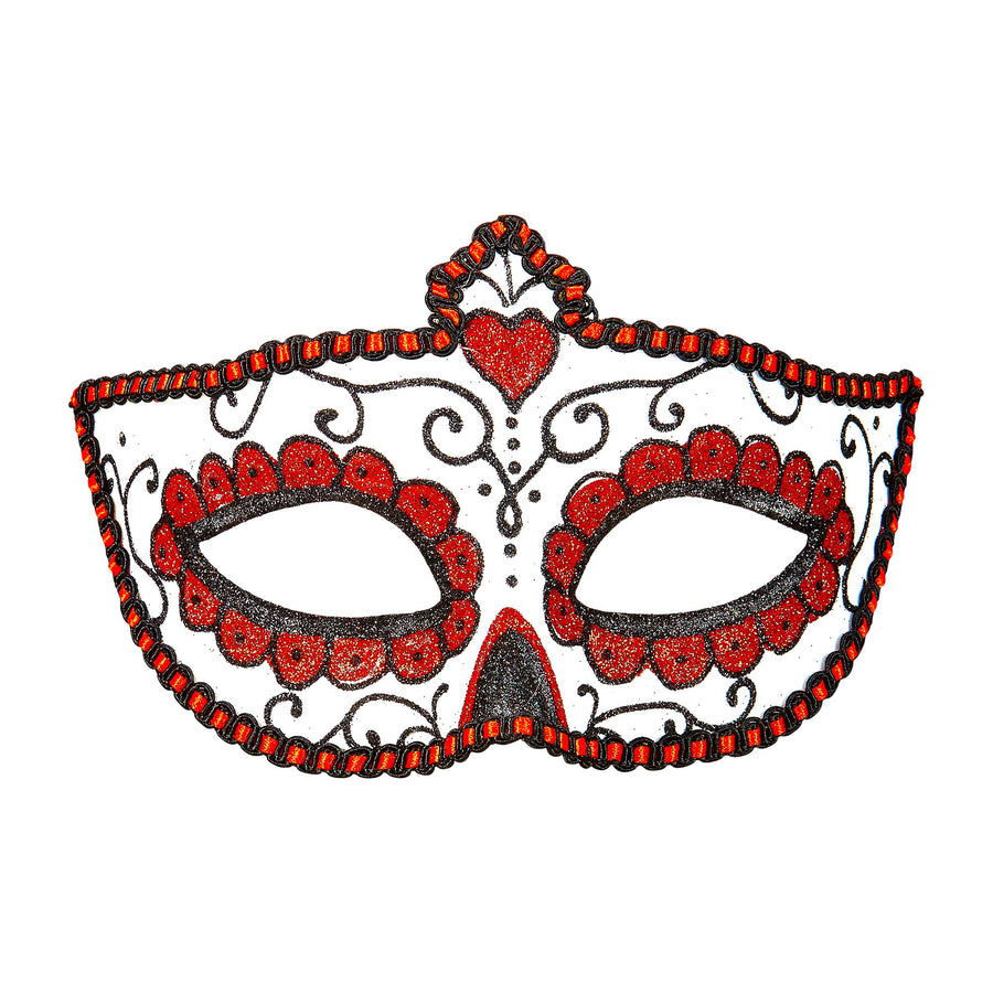 "AUGENMASKE DIA DE LOS MUERTOS DEKORIERT MIT SCHWARZEM UND ROTEM " – Vorderansicht