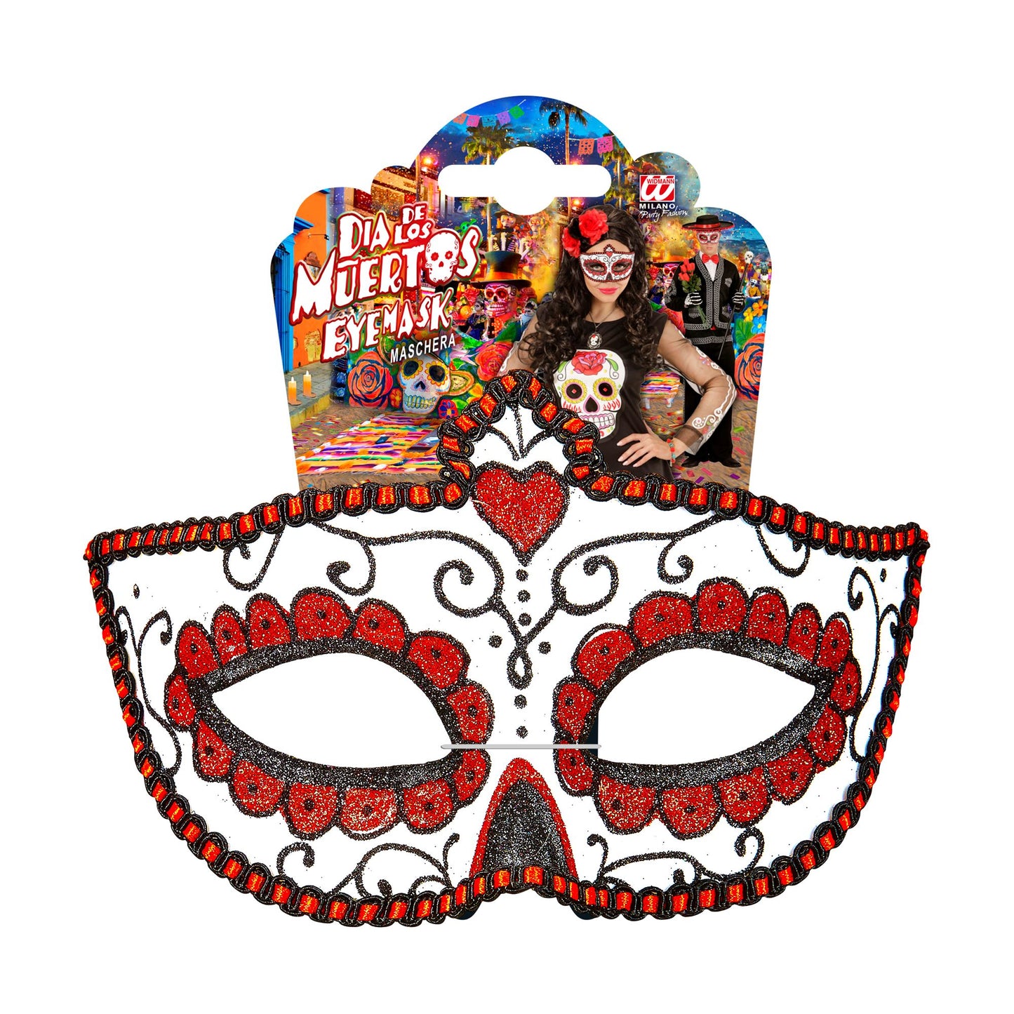 "AUGENMASKE DIA DE LOS MUERTOS DEKORIERT MIT SCHWARZEM UND ROTEM " – Detailansicht