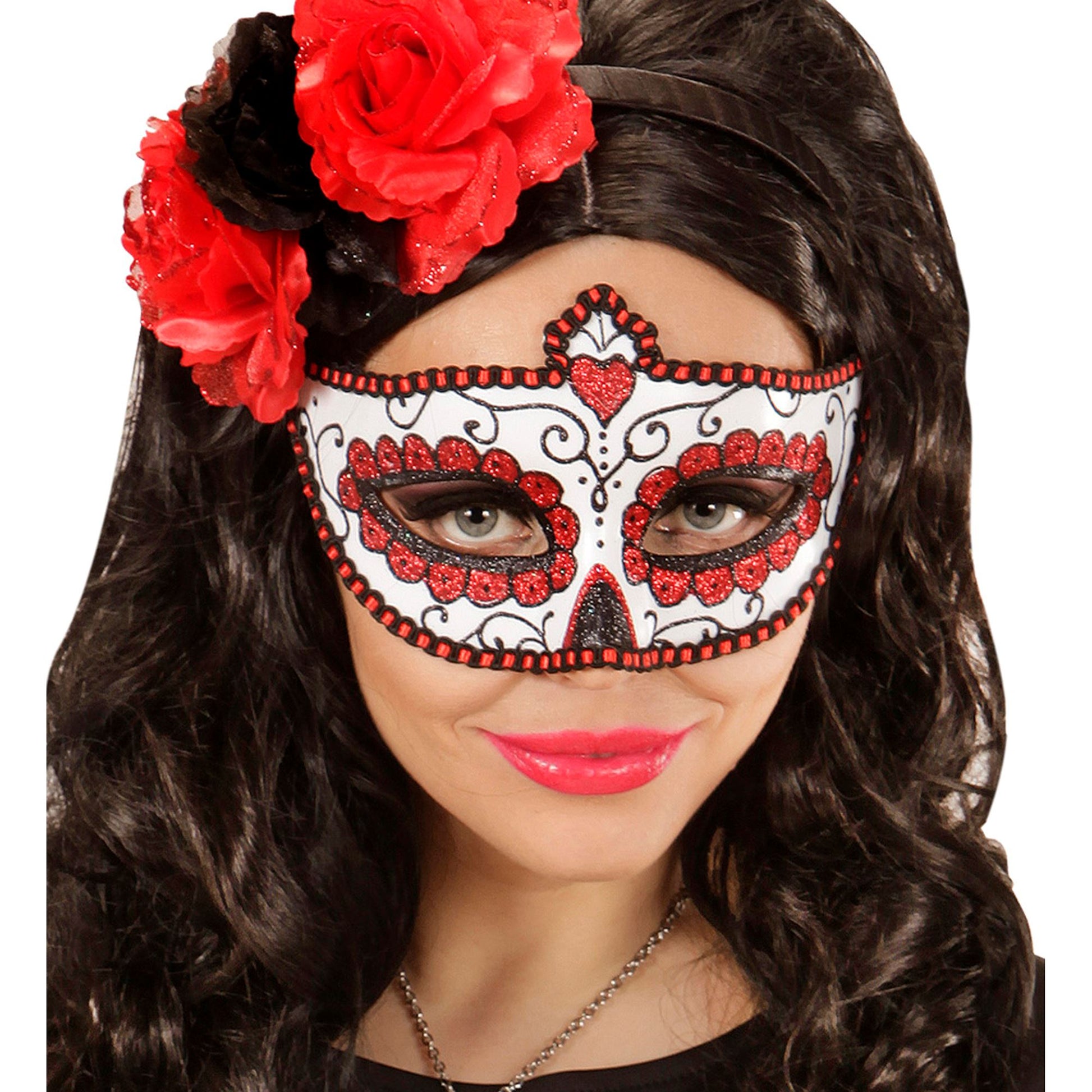 "AUGENMASKE DIA DE LOS MUERTOS DEKORIERT MIT SCHWARZEM UND ROTEM " – Ansicht 3