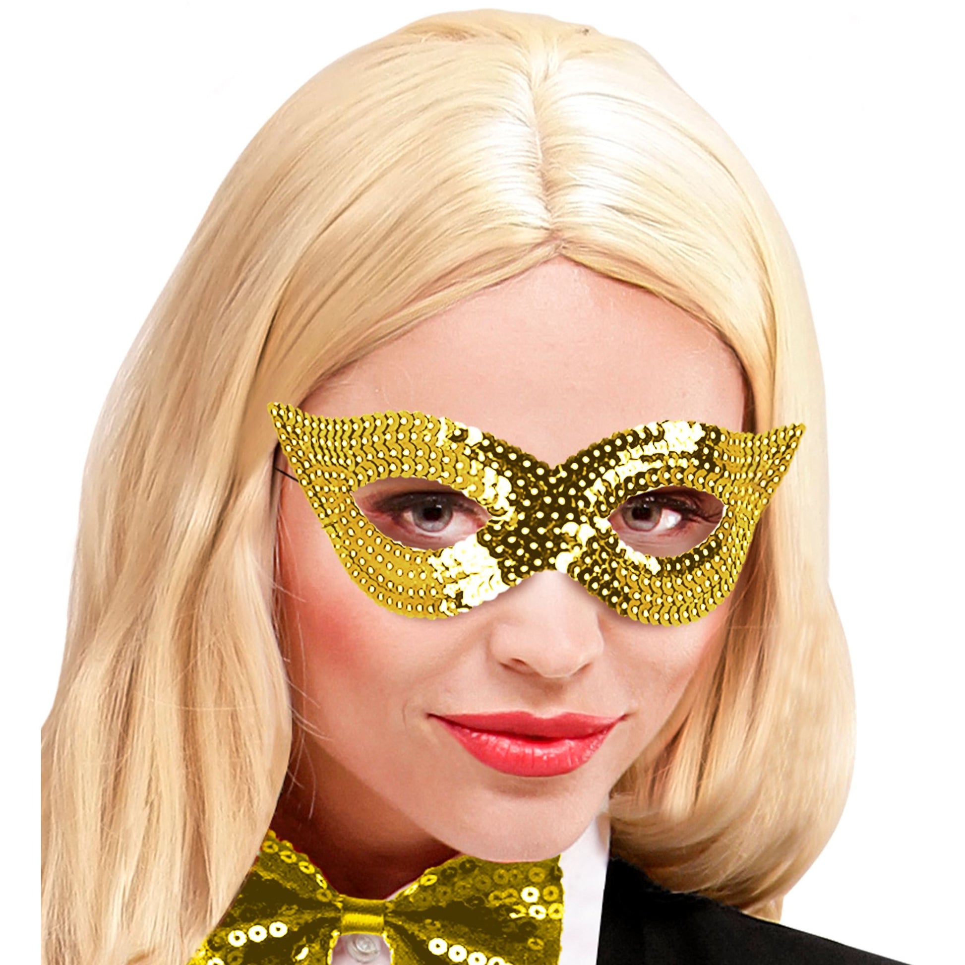 "AUGENMASKE MIT GOLDENEN PAILLETTEN" – Detailansicht