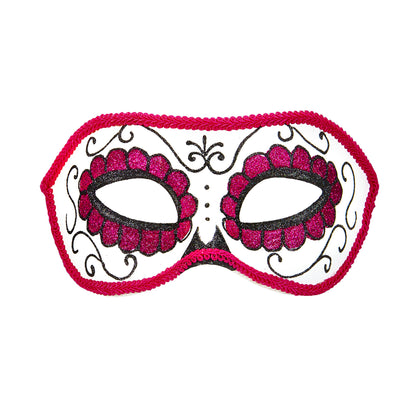 "AUGENMASKE UNISEX DIA DE LOS MUERTOS DEKORIERT MIT SCHWARZEM UND ROSAFARBENEM " – Vorderansicht