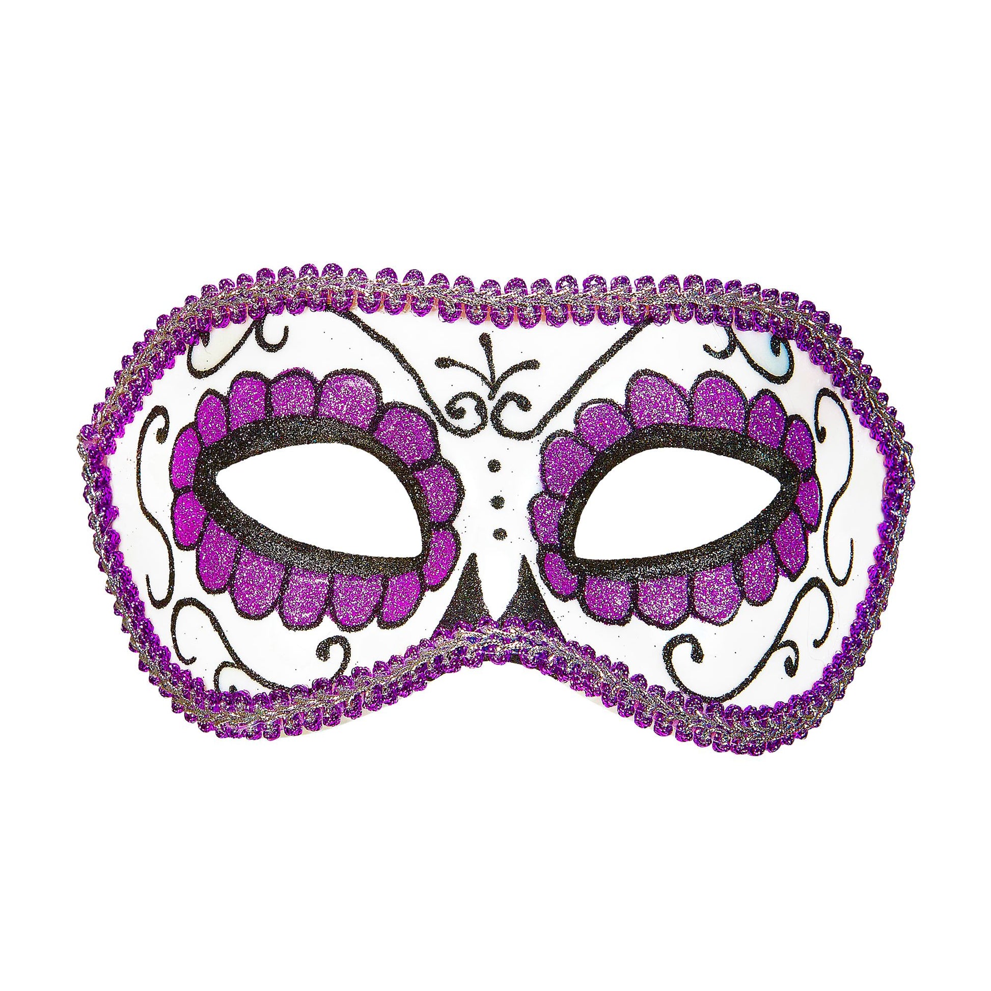 "AUGENMASKE UNISEX DIA DE LOS MUERTOS DEKORIERT SCHWARZ UND LILA " – Vorderansicht