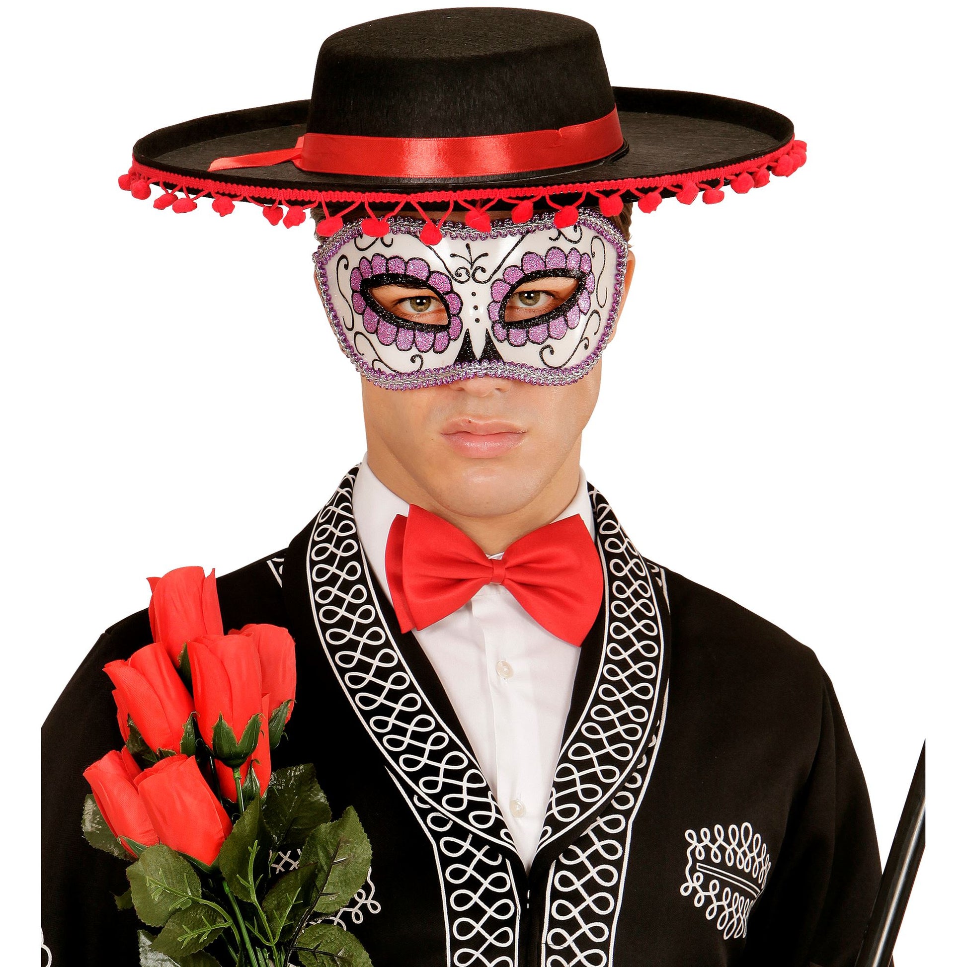 "AUGENMASKE UNISEX DIA DE LOS MUERTOS DEKORIERT SCHWARZ UND LILA " – Ansicht 5