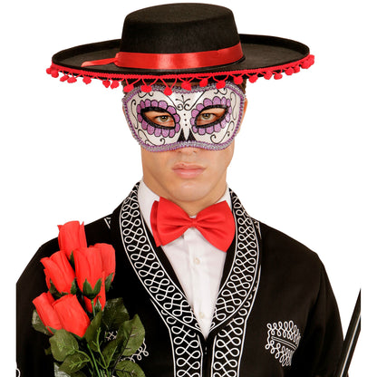 "AUGENMASKE UNISEX DIA DE LOS MUERTOS DEKORIERT SCHWARZ UND LILA " – Ansicht 5