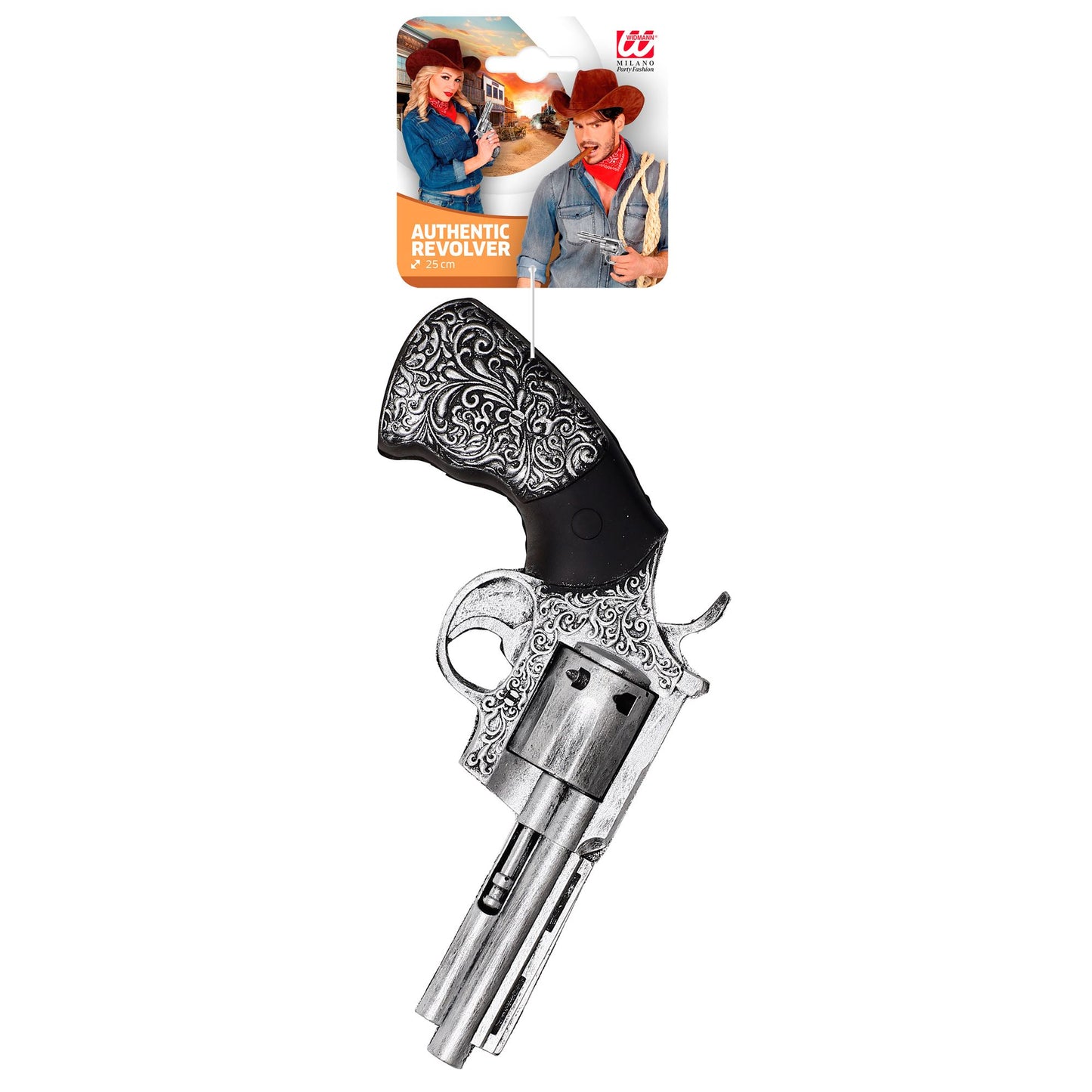 "AUTHENTISCHER REVOLVER AUS SCHAUMLATEX" 25 cm – Detailansicht