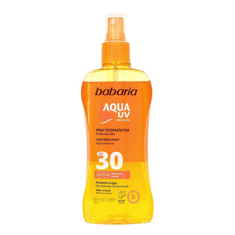 Babaria, Aqua UV, Sonnenschutz, Sonnenschutzspray, SPF 30, 200 ml