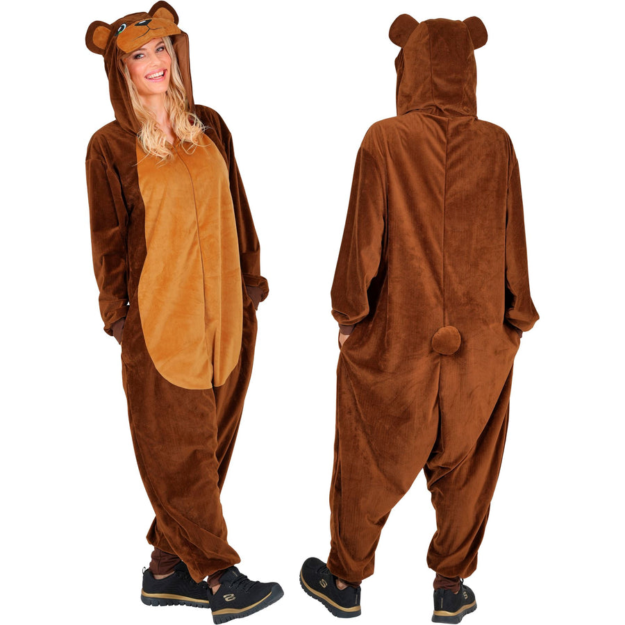 Widmann Plüsch Bär Kostüm Overall Onesie mit Kapuze – Detailansicht