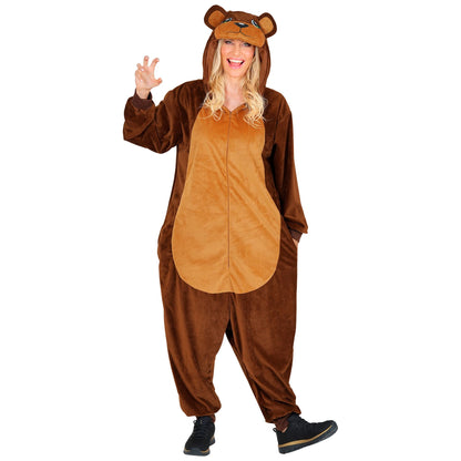 Widmann Plüsch Bär Kostüm Overall Onesie mit Kapuze – Seitenansicht