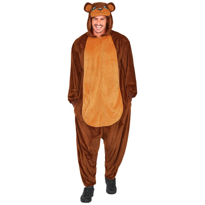 Widmann Plüsch Bär Kostüm Overall Onesie mit Kapuze – Rückansicht
