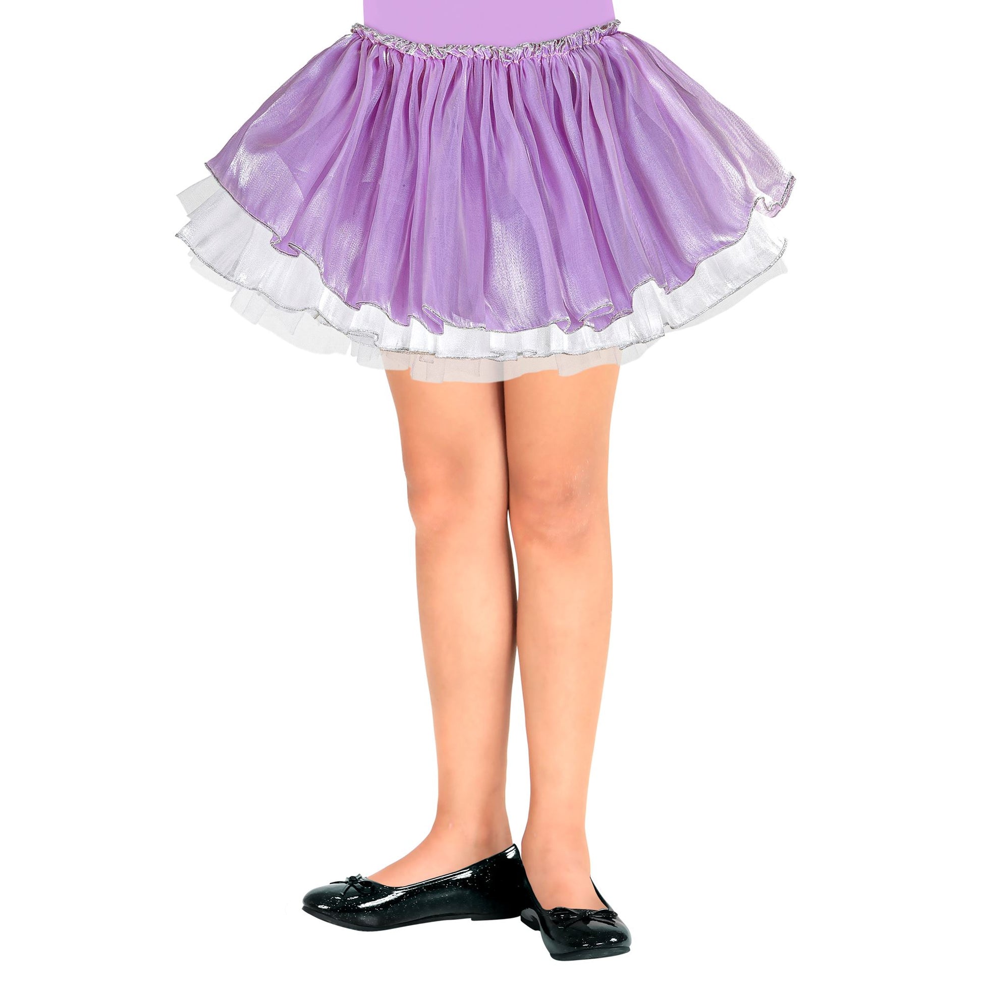 "BALLETTRÖCKCHEN AUS SATIN UND TÜLL - VIOLETT / WEISS" 4 Schichten – Vorderansicht