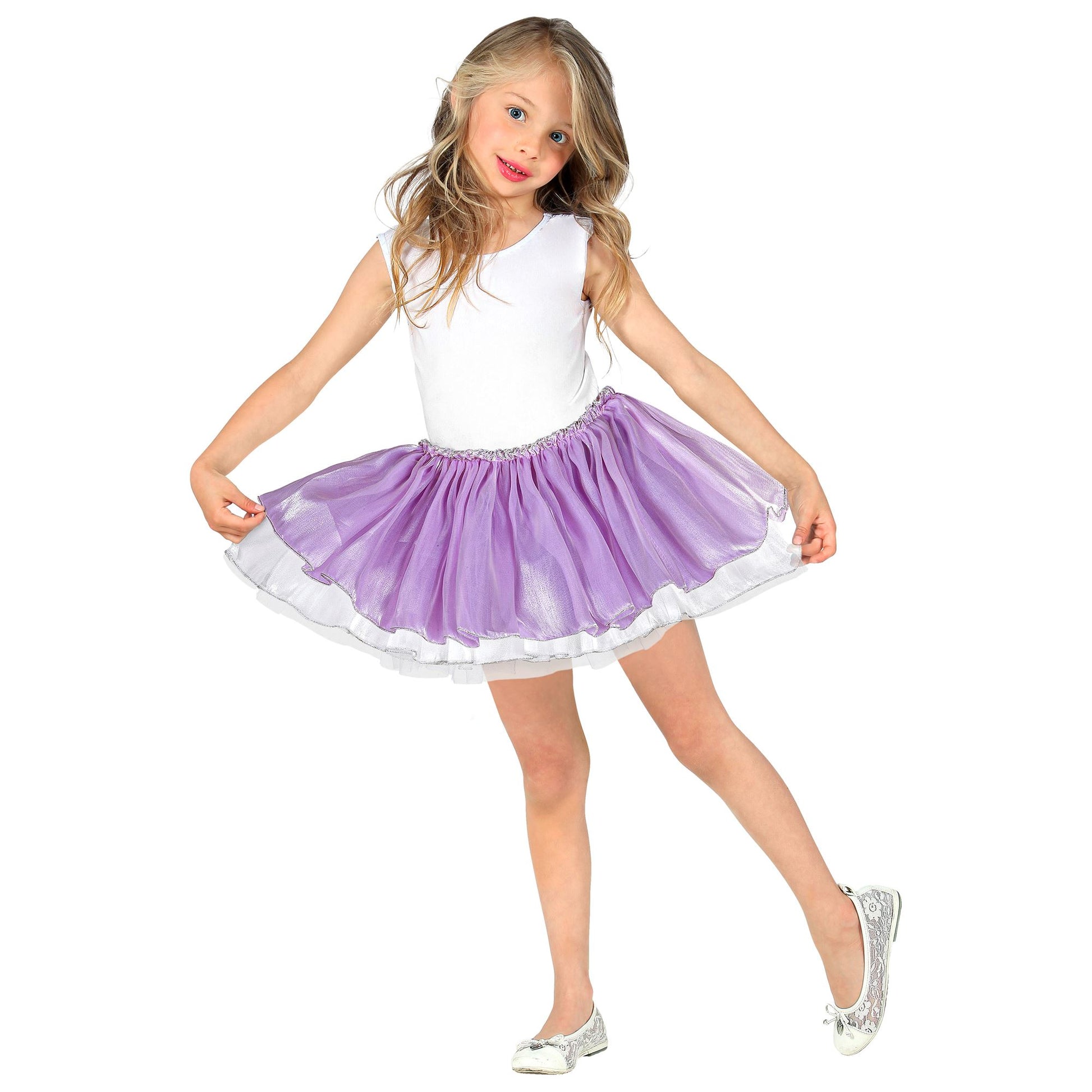 "BALLETTRÖCKCHEN AUS SATIN UND TÜLL - VIOLETT / WEISS" 4 Schichten – Detailansicht