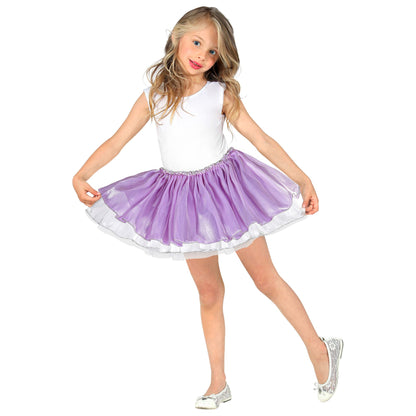 "BALLETTRÖCKCHEN AUS SATIN UND TÜLL - VIOLETT / WEISS" 4 Schichten – Detailansicht