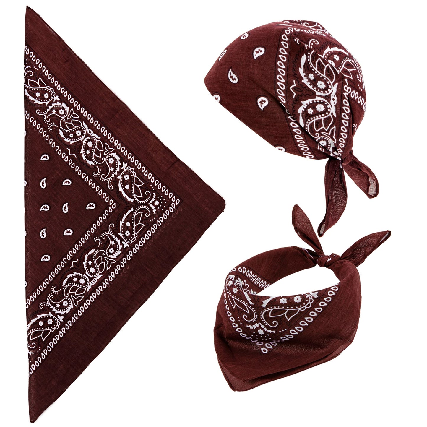 "BANDANA BRAUN" 55X55 cm - 100% Baumwolle – Vorderansicht