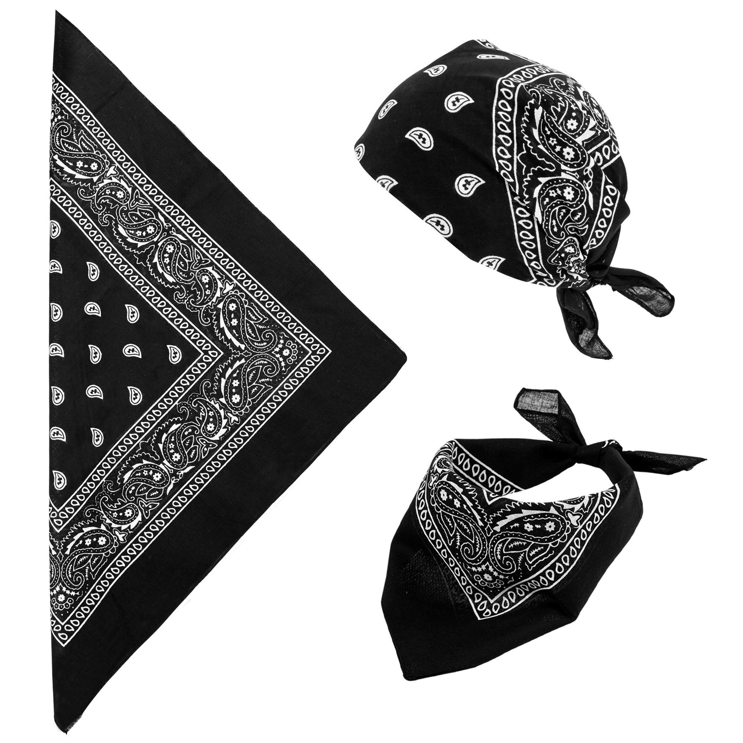 "BANDANA SCHWARZ" 55X55 cm - 100% Baumwolle – Vorderansicht