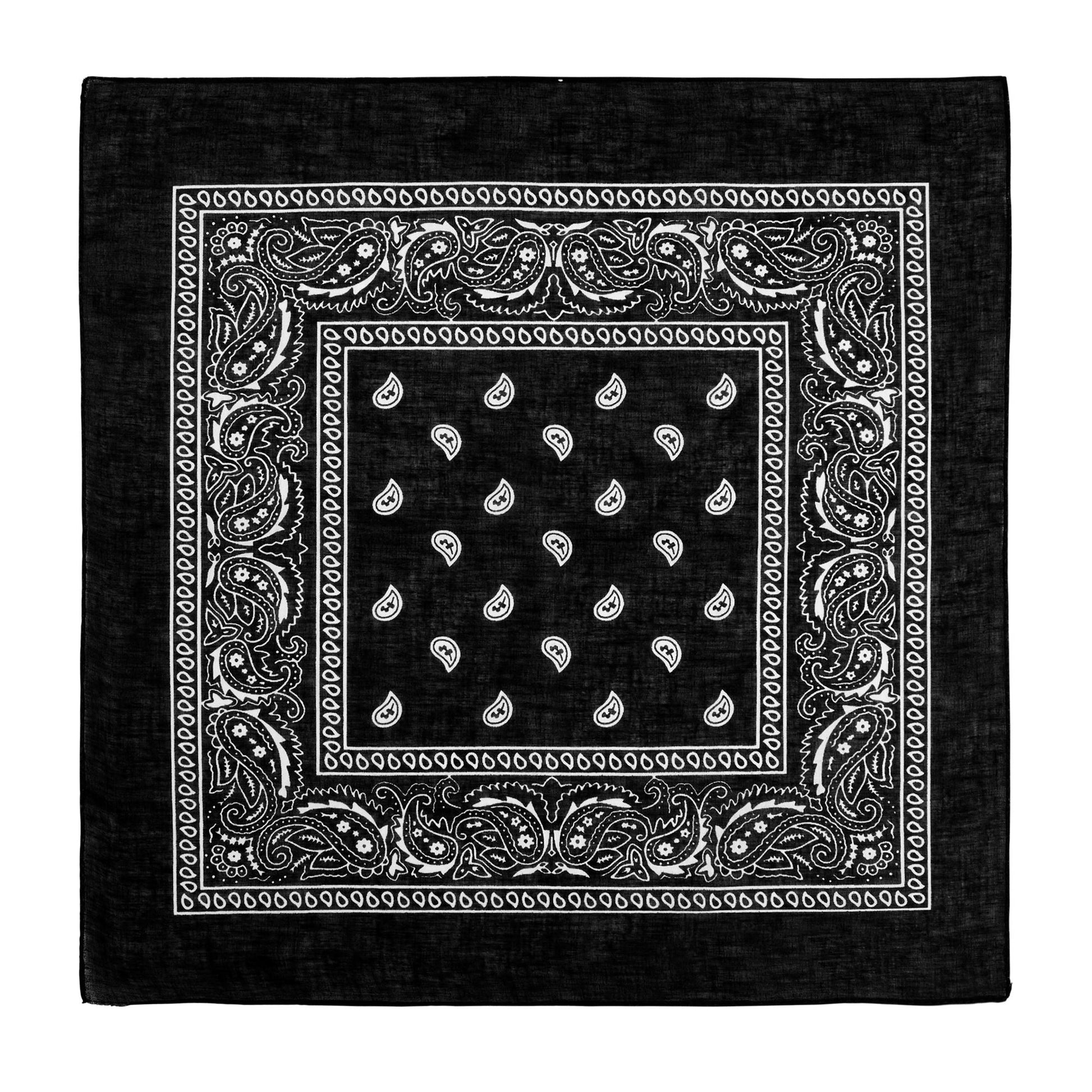 "BANDANA SCHWARZ" 55X55 cm - 100% Baumwolle – Detailansicht