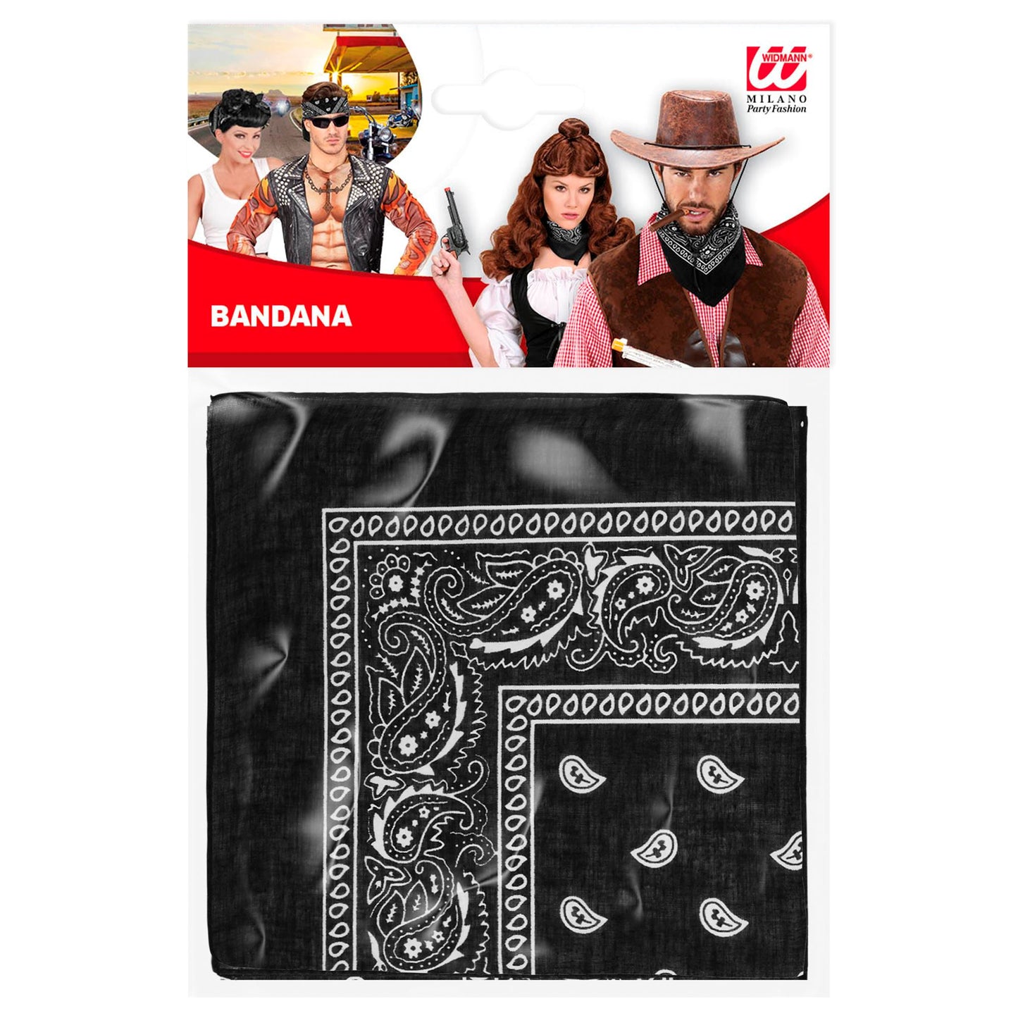 "BANDANA SCHWARZ" 55X55 cm - 100% Baumwolle – Ansicht 3
