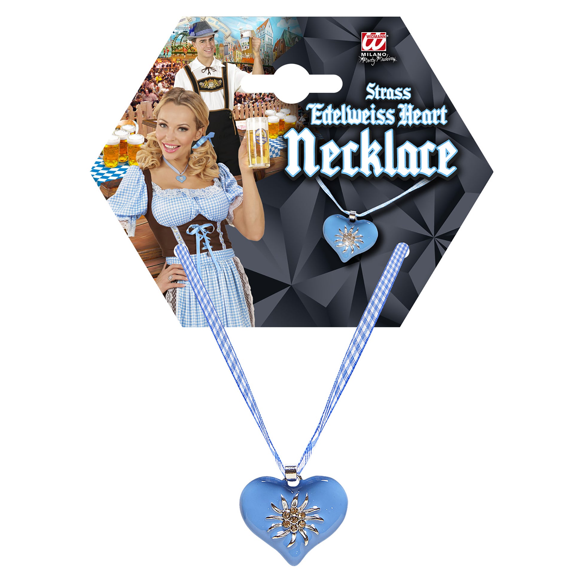 "BANDKETTE HELLBLAU-WEISS KARIERT MIT STRASSHERZ EDELWEISS" – Ansicht 3