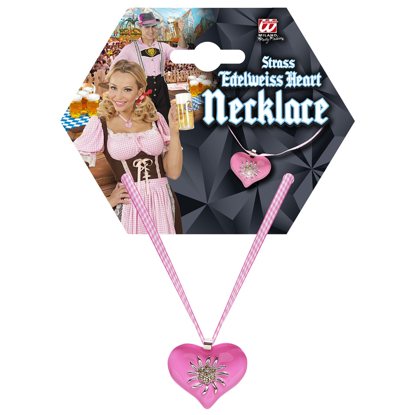 "BANDKETTE ROSA-WEISS KARIERT MIT STRASSHERZ EDELWEISS" – Ansicht 3