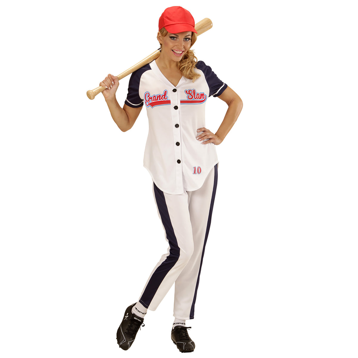 "BASEBALL SPIELERIN" (Bluse, Hose, Mütze) – Detailansicht