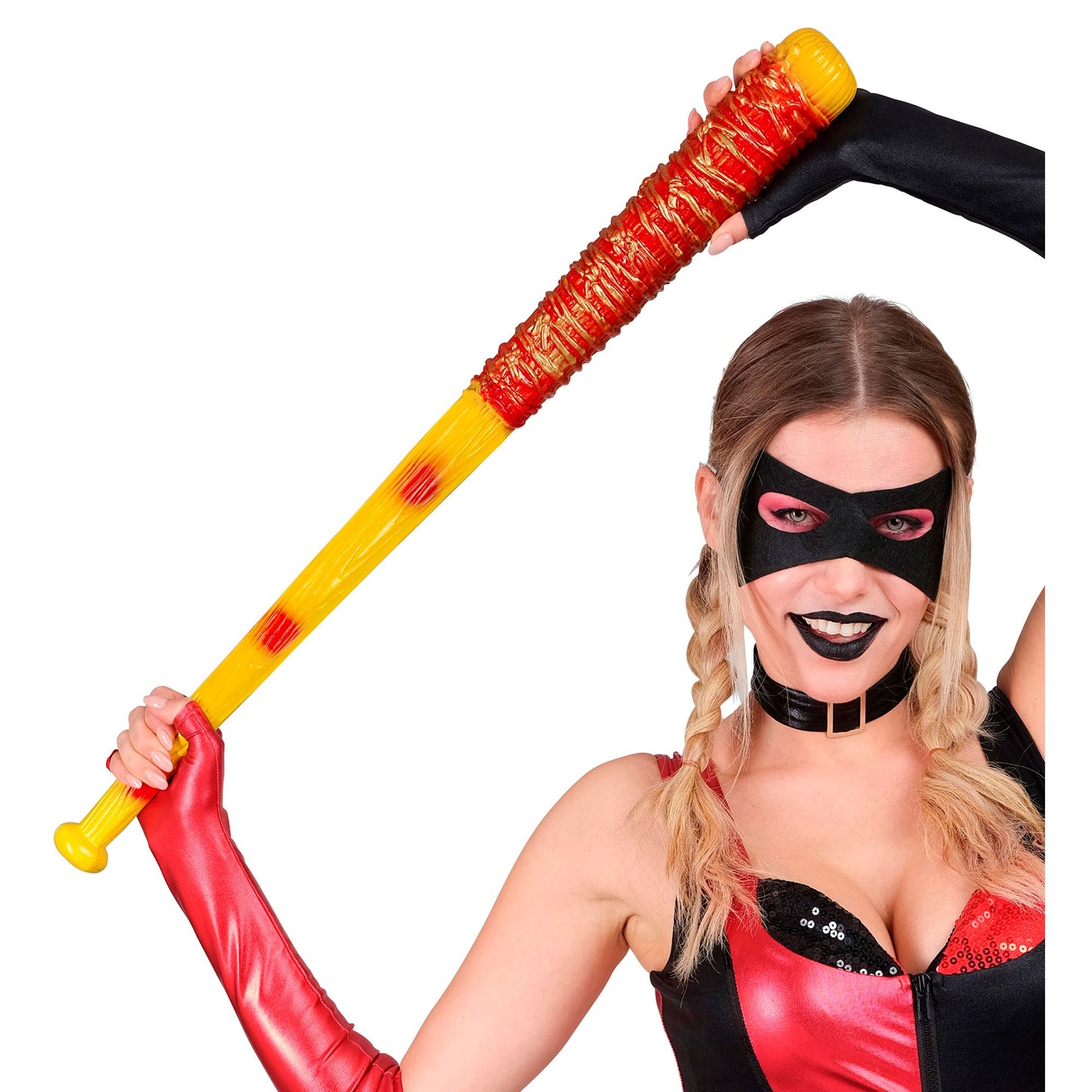 Widmann Killer Clown Baseballschläger 80 cm Gelb-Rot mit Plastik-Stacheldraht – Verpackung
