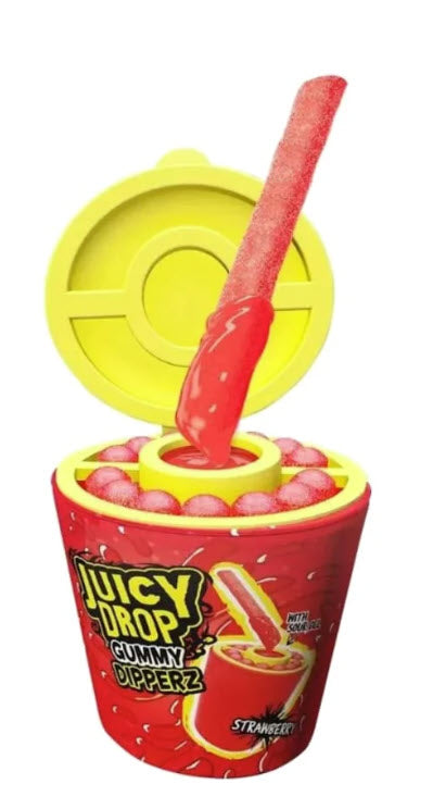 Bazooka Juicy Drop Gummy Dipperz Strawberry 96g – Detailansicht